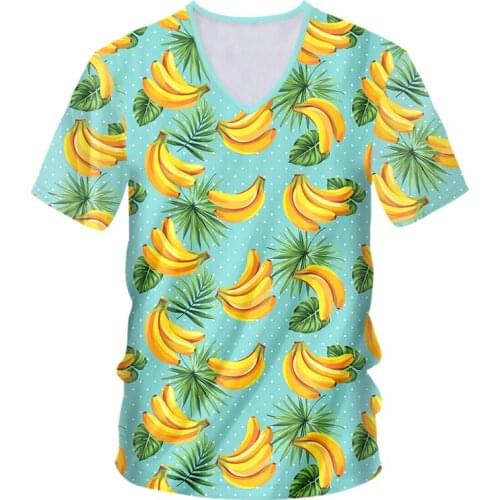 IFPD EU Size V-neck Tshirt Men Hot Sale Banana Casual 3D Print Fruit Casual Short Sleeve Shirt Summer Fashion Harajuku Clothes
