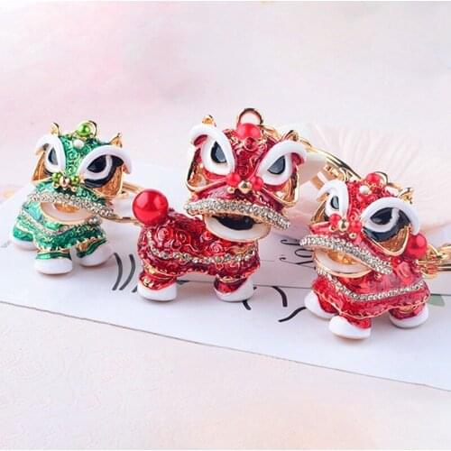 Chinese Ethnic Keychain Beautiful Dance Lion Key Chain Chinese Style Lion Key Chain Car Pendant Spring New Year Gifts For Friend