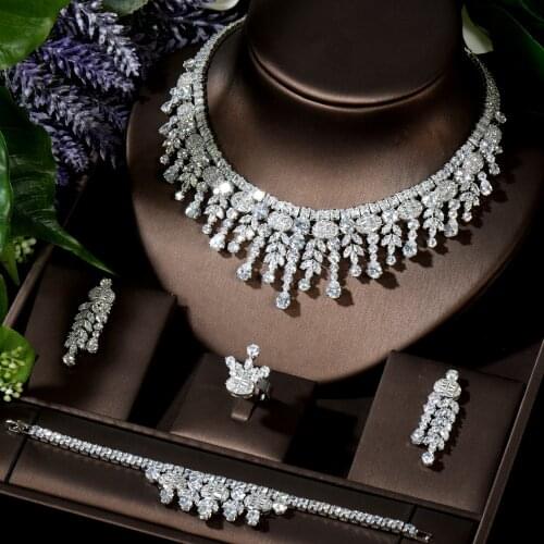 HIBRIDE Water Drop Wedding Party Jewelry Sets Necklace Earring Set Dubai African Nigerian parrure bijoux femme mariage N-1517