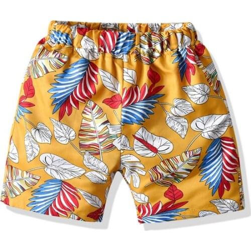 Little Boys Short Pants Summer Leaves Pattern Elastic Band Bottoms Loose Wild Fashion Beach Pants Orange одежда для новорожденых
