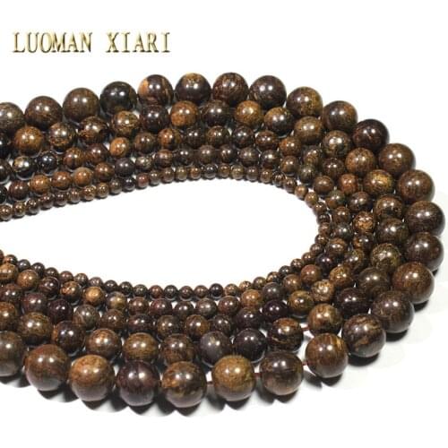Wholesale Brown Bronzite Natural Stone Round Beads For Jewelry Making DIY Bracelet Necklace Material 4/6/8/10/12 mm Strand 15