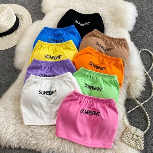 Tube womens summer all-match 2021 new strapless beautiful back outer wear letter knit vest short wrap chest bottoming top