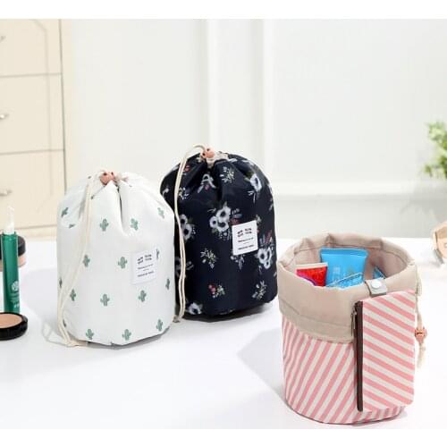 Multifunction Travel Cosmetic Bag Portable Drawstring Toiletry Wash Case Waterproof Desktop Makeup Storage Bucket Home Organizer