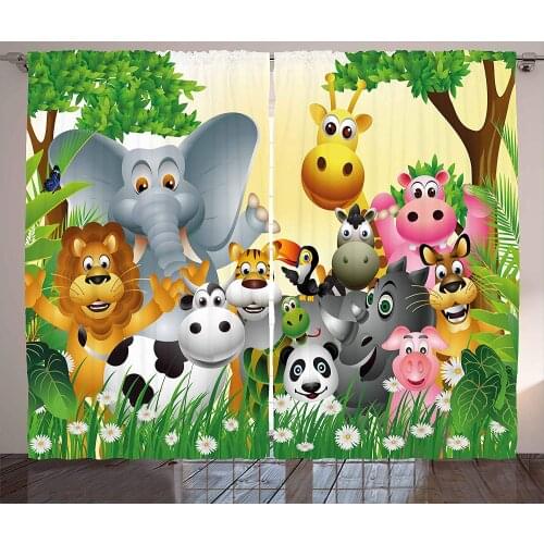 Cartoon Window Curtain for Living Room Kids Room Bedroom Home Decor