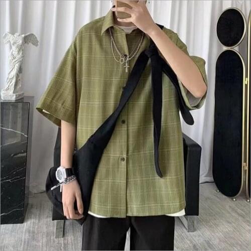 2021 Summer Shirt Mens Short Sleeve Retro Hong Kong Port Hong Kong Wind Brand Wind 38