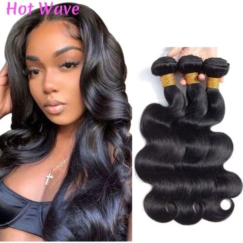 Hot Wave Human Hair Weave Bundles Extension For Women Natural Black Body Wave 1 Bundle Wet And Wavy 100% Human Virgin Hair