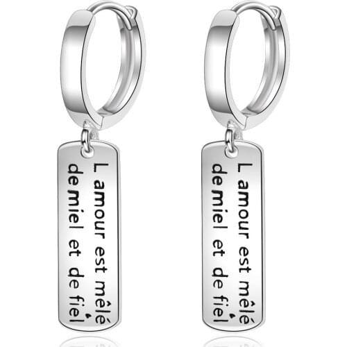 Real 925 Sterling Silver Lucky Letter Alphabet Tag Piercing Earrings for Women Fashion Long Studs Earrings Jewelry oorbellen