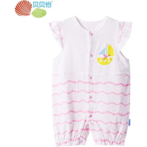 Bornbay New Arrival Baby Rompers Stripe Splicing Summer 100% Cotton Newborn Baby Girl Clothes Short Sleeve Soft Stripe Rompers