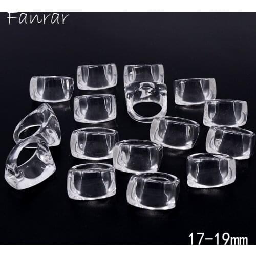Wholesale 50pcs Transparent rectangle heart flower ring Clear Acrylic Nail Art Women DIY Paint Rings for Personality jewelry