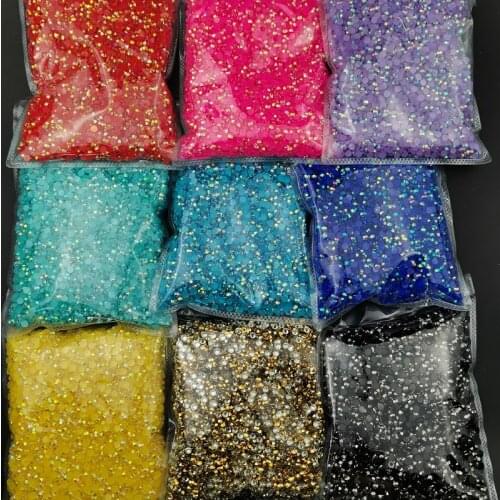 Wholesale 6mm Jelly AB Resin Non Hot Fix rhinestones In Bulk SS20 Plastic Flactback Nail Art Resin Strass Rhinestone For Garment
