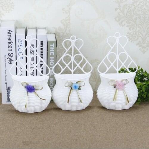 Plastic White flowers vase Design Flower Basket Container For Flower Plant Home Party Wedding Decoration DIY