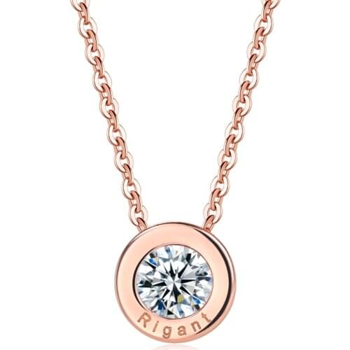 Pendants Necklace For Women Round A Little Crystal Rose Gold Color Choker Chain Decoration On The Neck Jewelry N191