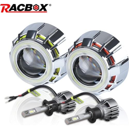 3.0 Inch LED Angel Eyes Full Kit Projector Lenses with H1 Led Bulbs Retrofit H4 H7 Projector Lens Automobile Styling Accessories