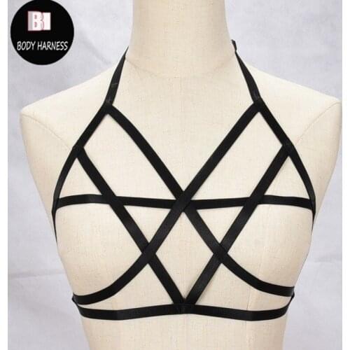 BODY HARNESS Bondage body cage Bra Black Halter Elastic Tops Bra Gothic Harajuku Fetish Erotic Bra Sexy bondage lingerie Harness
