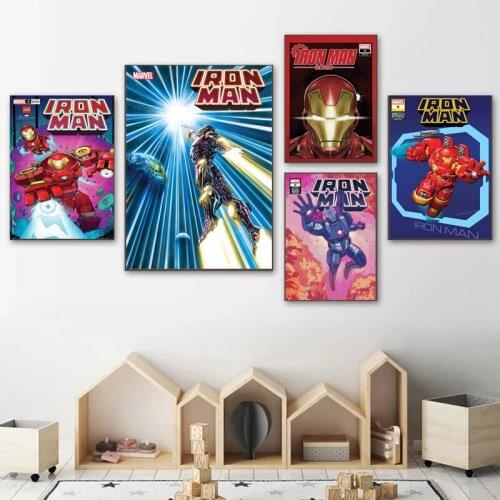 Marvel Anime Iron Man Posters Avengers Classic Movie Superhero Canvas Painting Prints Wall Art Picture Kids Living Hoom Decor