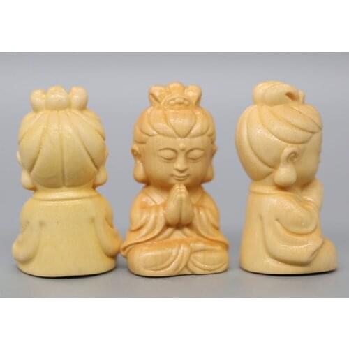 Religious Style Bodhi Buddha Statue Thousand-Hand Guanyin Boxwood Carved Handle DIY Bracelet Necklace Accessory Home Decoration