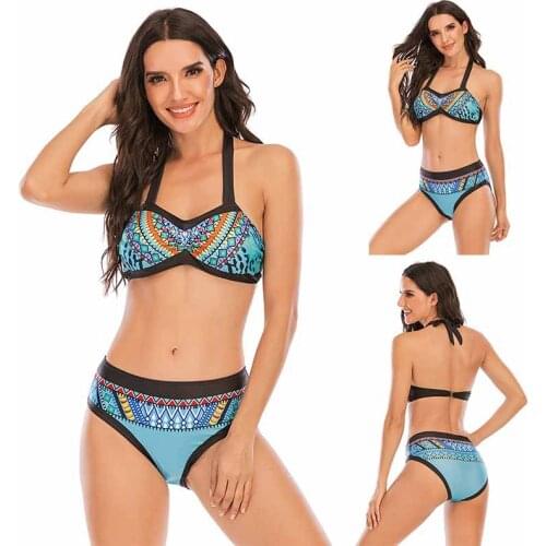 Plus Size sexy Bikini Set Tankini Print Swimwear Women Padded Bikinis Summer Large Size Two Pieces Brazilian Swimsuit Beachwear