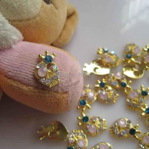 MD-548 10pcs Fancy Rhinestone Gold Skull Deco Metal Charms Metal Deco Charms Nail Art
