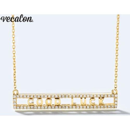 Vecalon Handmade Good Luck pendant 925 Sterling silver AAAAA zircon Pendants with necklace for Women Bridal Wholesale Jewelry