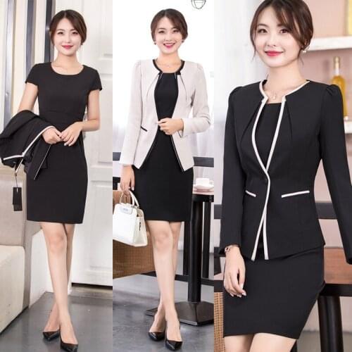 Womens Dress Suits Business Suits Womens Dresses OL Temperament Long Sleeve Workwear Professional suit Workwear 2 Pieces Set