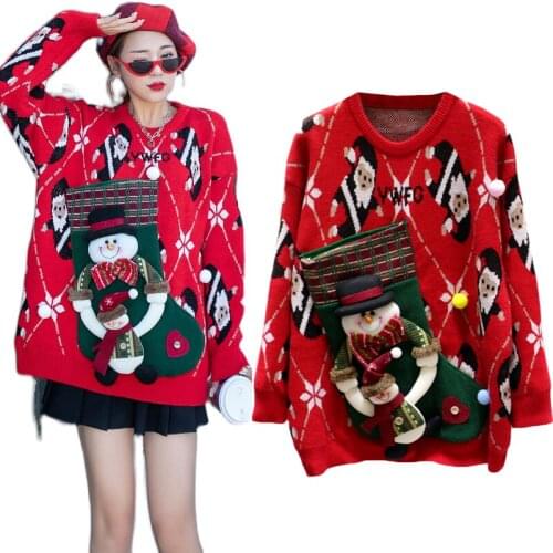 2020 Winter Couple Wear Designer Round Neck Pullover Christmas Thick Sweater Warm Knitted Long Sleeve Tops Casual Clothing