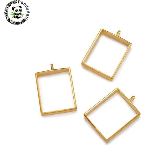 Pandahall 10 pcs Alloy Open Back Bezel Square Big Pendants for DIY Jewelry Making Necklace accessories Golden&Platinum 29x20x5mm