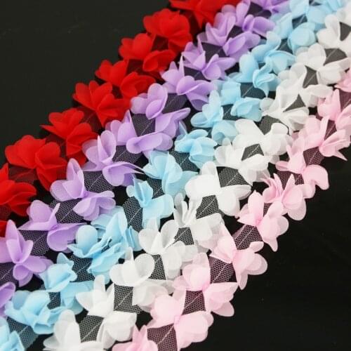 140 pieces/lot) Butterfly Chiffon lace fabric Webbing Decoration Love gift ribbons crafts 50mm width