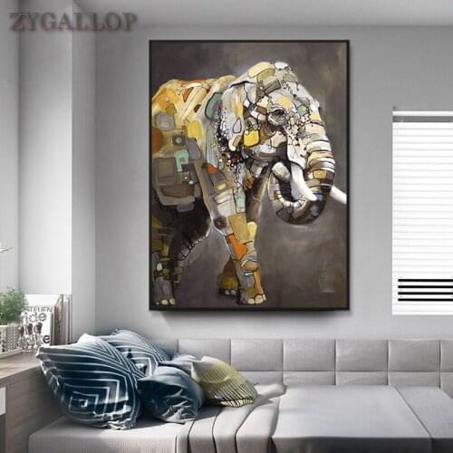 Elephant Abstract Oil Painting On Canvas Animal Posters and Prints Wall Pictures Modern Wall Decorations Living Room Paintings