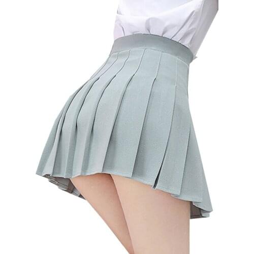 Without Lining Womens Skirt Elastic High Waist Female Mini Skirts Without Shorts Ladies Girls Pleated Skirts Sexy A-line Skirt