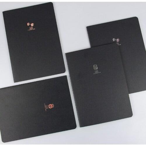 4PCS Black 46 Sheets Soft Cover Line Pages Stationery Notebook With Hot Stamping Logo