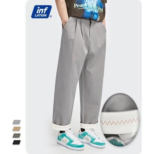 INFLATION Mens Suit Pants Streetwear 2021 Spring New Harajuku Black Straight Casual Pant Men Baggy Pants Plus Size 3595S21