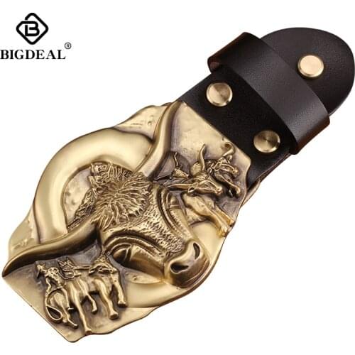 Solid brass Punk Style Indian Motorcycle 3D Belt Buckle Western Cowboy Jeans Accessories Mens Cool Motor Chains Vintage Buckles