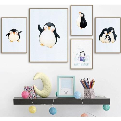Kids Room Decor Cute Cartoon Penguin Canvas Painting Posters and Prints Bedroom Decoration Home Decor Wall Art Pictures