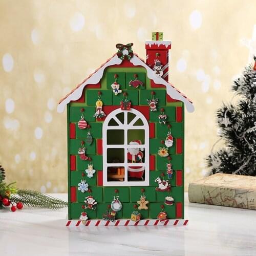 Wooden House Drawer DIY Advent Calendar Christmas Town Countdown 24 Days Creative family santa decoration Gifts For Home