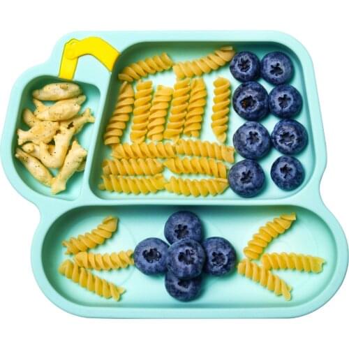 Qshare Silicone Baby Plate Strong Suction Service Plate Cute Dinnerware for Baby Self-Feeding BPA Free