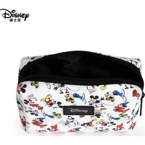 Disney Genuine PU Hand-held Cosmetic Bag Mickey Fashion Ladies Waterproof Portable Multifunctional Makeup Storage Bag