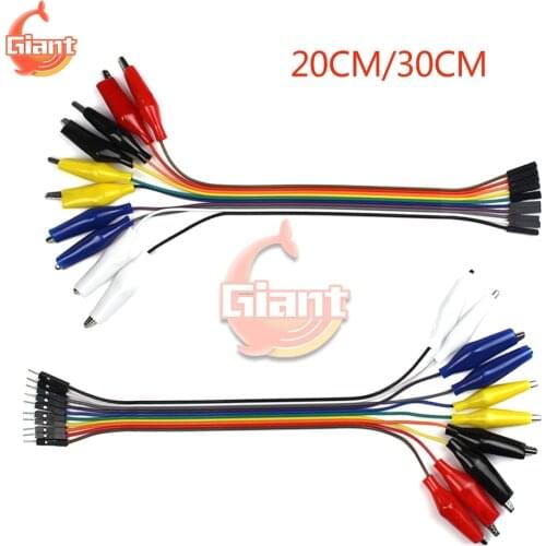 20/30cm 10Pin Double-end Alligator Clips Jump Wire Male Female Crocodile Clip Test Lead Jumper Dupont Line Cable DIY Connection