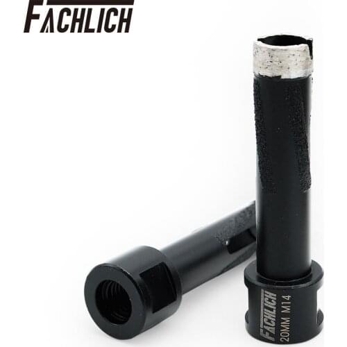 FACHLICH 2pcs/pk Dia 20mm Laser Welded Dry Diamond Hole Saw Dry Drilling Core Bits M14 Thread for Drilling hard Granite Marble