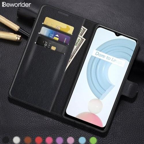 For Oppo Realme C12 C15 C17 C21 C3 Case Lichee Pattern Flip Wallet Card Slots PU Leather Phone Cases Covers For Realme C11 2021