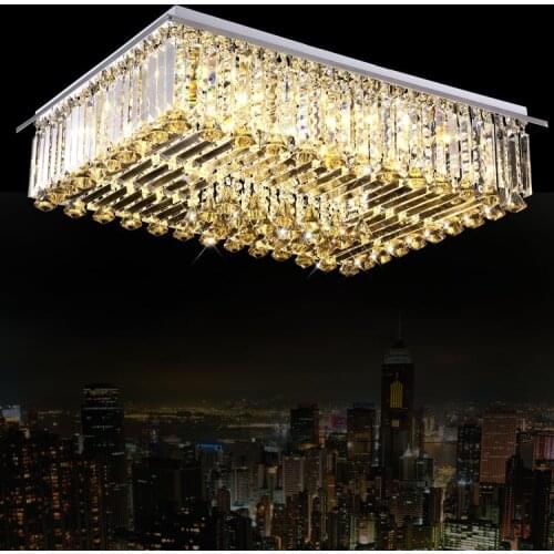 HOT Luxury living room lights led modern Crystal rectangle ceiling light bedroom lights crystal K9 lighting Free Shipping