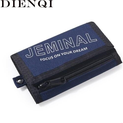DIENQI Canvas Men Women Minimalist Wallet Money Bag Short Wrist Purse Slim Thin Mini Zipper Card Holder Wallet Bifold Walet 2021