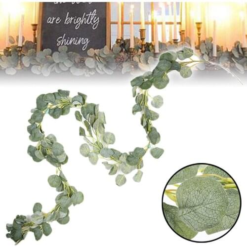 Artificial Eucalyptus Leaves Leaf Garland Vine Artificial Plants Hanging DIY Wreath For Home Wedding Decoration 2M