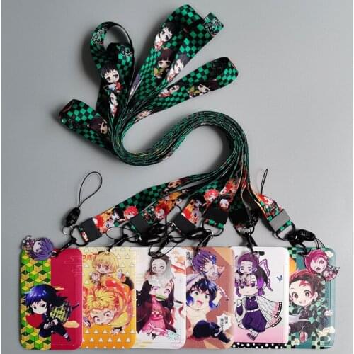 JF958 Anime Demon Slayer Neck Strap Lanyard Keychain Cellphone Strap ID Badge Holder Rope Key Chain Cosplay Accessory Gift
