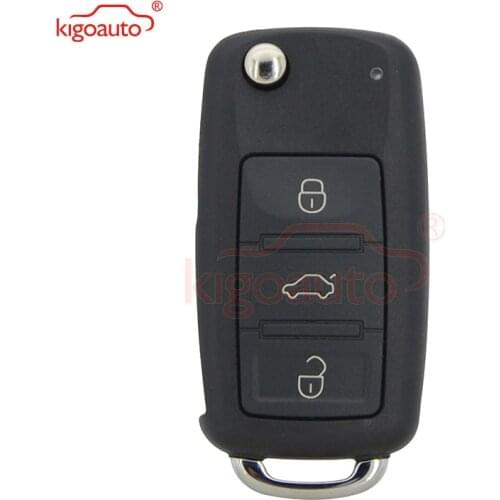Kigoauto 300 959 753AA flip remote key shell 3 button for VW Touareg 2004 2005 2006 2007 2008 2009 2010 2011 300959753AA