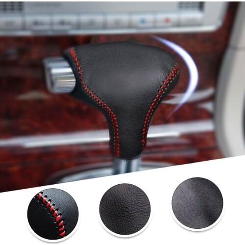Muchkey Leather Gear Knob Stick Covers AT For VW POLO 2008-2010 PASSAT 2007-2011 Non-slip Automatic Shifter
