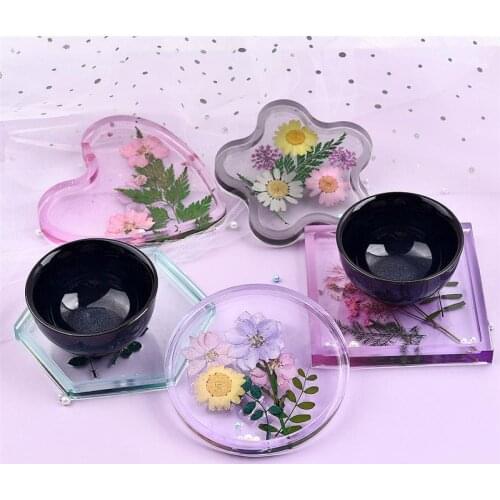 Round Square Coaster Silicone Mold Tea Tray DIY Epoxy Resin Casting Mold Mosaic Irregular Mirror Surface Patch Handmade Crafts