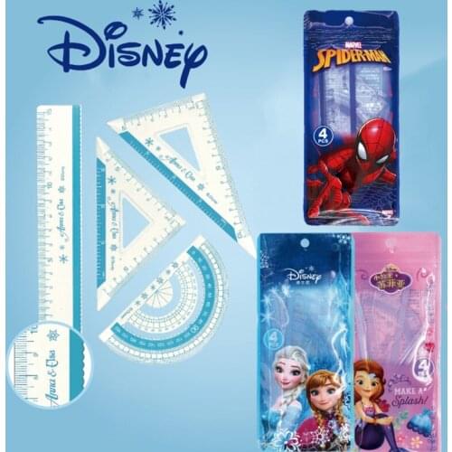 Disney Marvel Spiderman Cartoon Student Ruler Set Frozen Fairy Tale Fashion Storage Set Ruler Boys and Girls School Supplies