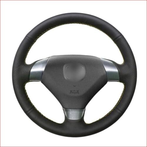 MEWANT Black Artificial Leather Car Steering Wheel Cover for Honda Accord 7 Coupe 2003-2007 (3-Spoke)