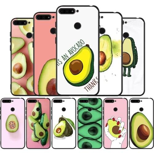 Cute avocado Art Print Black black Silicone Phone Case For Huawei honor 30 8 8X 9 10 10 Lite 20 Mate 10 20 30 Lite Pro cover