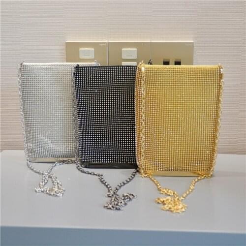 Trendy Luxury Sling Diamond Shoulder Party Bag Bucket Rhinestone Clutches Ladies Dinner Wedding Crystal Bucket Handbag For Woman